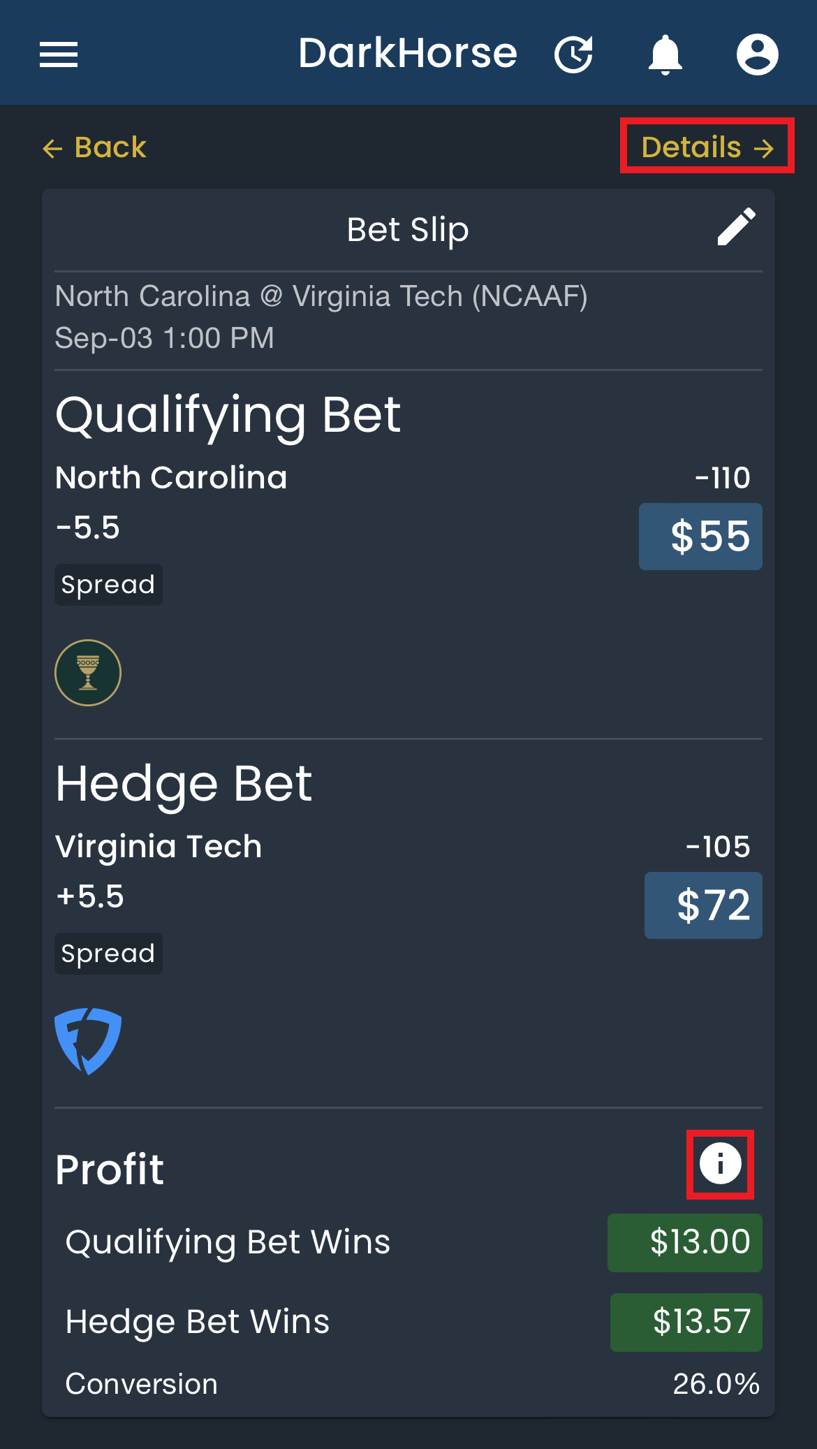 Qualifying Bets: Winnings